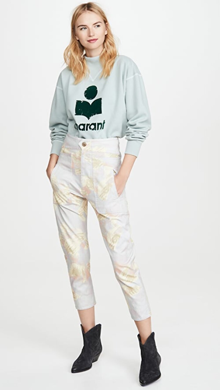 New Isabel Marant Etoile Raluni Trousers $415 CHALK Size 34 (US 2) Painterly